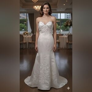 NWT Demetrios To Ivory Wedding Dress – Size 12 – Detachable Train